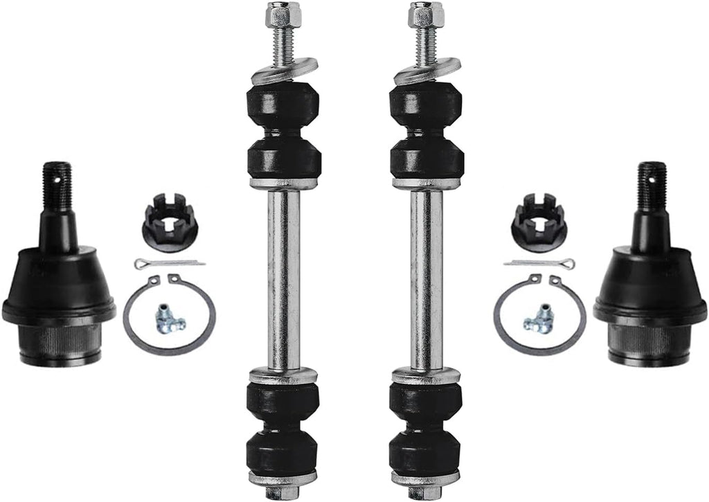 Detroit Axle - Front Brake Kit for Suburban Silverado Sierra 1500 GMC Yukon Chevy Tahoe, Tie Rods Boots Sway Bars Lower Ball Joints Front and Rear Disc Brake Rotors Ceramic Brake Pads Replacement