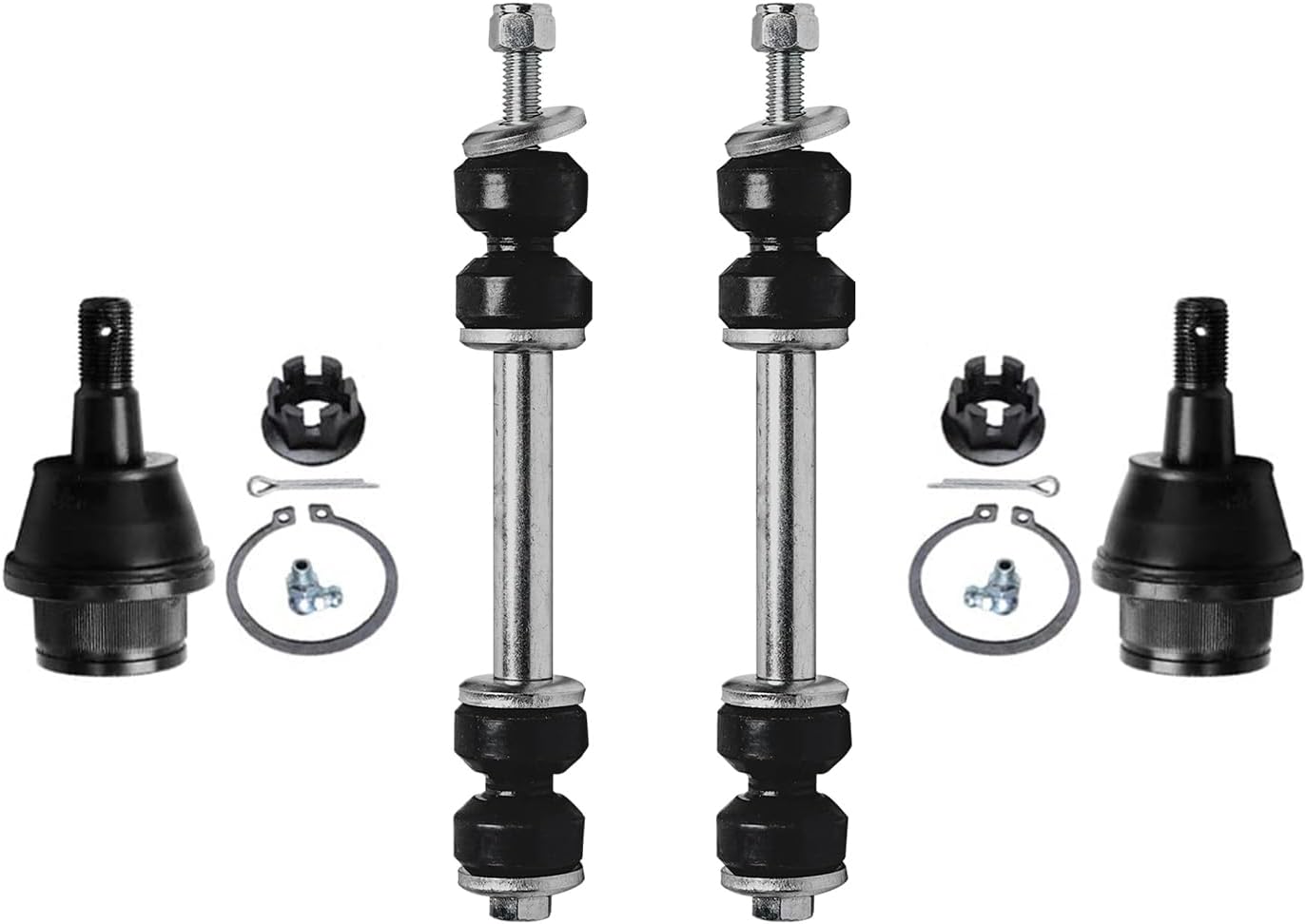 Detroit Axle - Front Brake Kit for Suburban Silverado Sierra 1500 GMC Yukon Chevy Tahoe, Tie Rods Boots Sway Bars Lower Ball Joints Front and Rear Disc Brake Rotors Ceramic Brake Pads Replacement