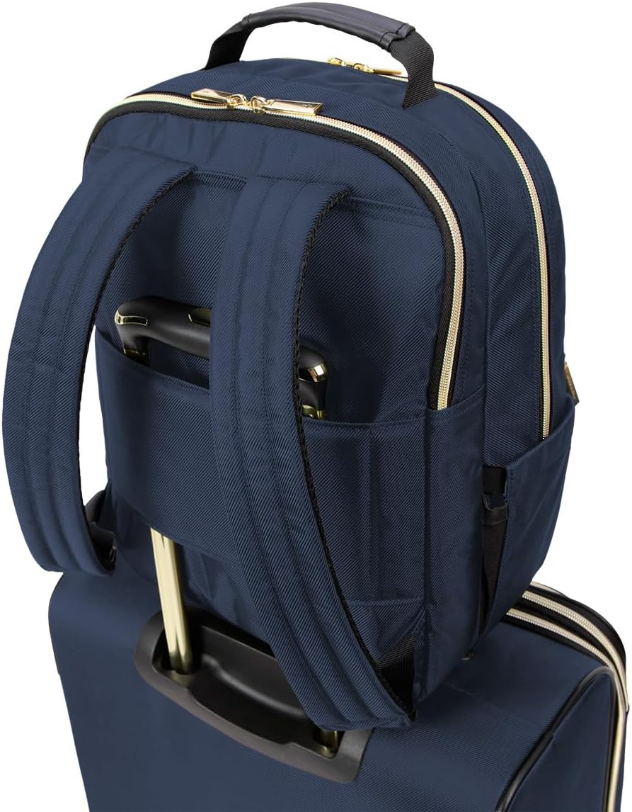 Kenneth Cole REACTION Chelsea 2-Piece Bundle - 17' 4-Wheel Spinner Underseat Carry-On Luggage & Matching 15' Laptop Backpack, Navy