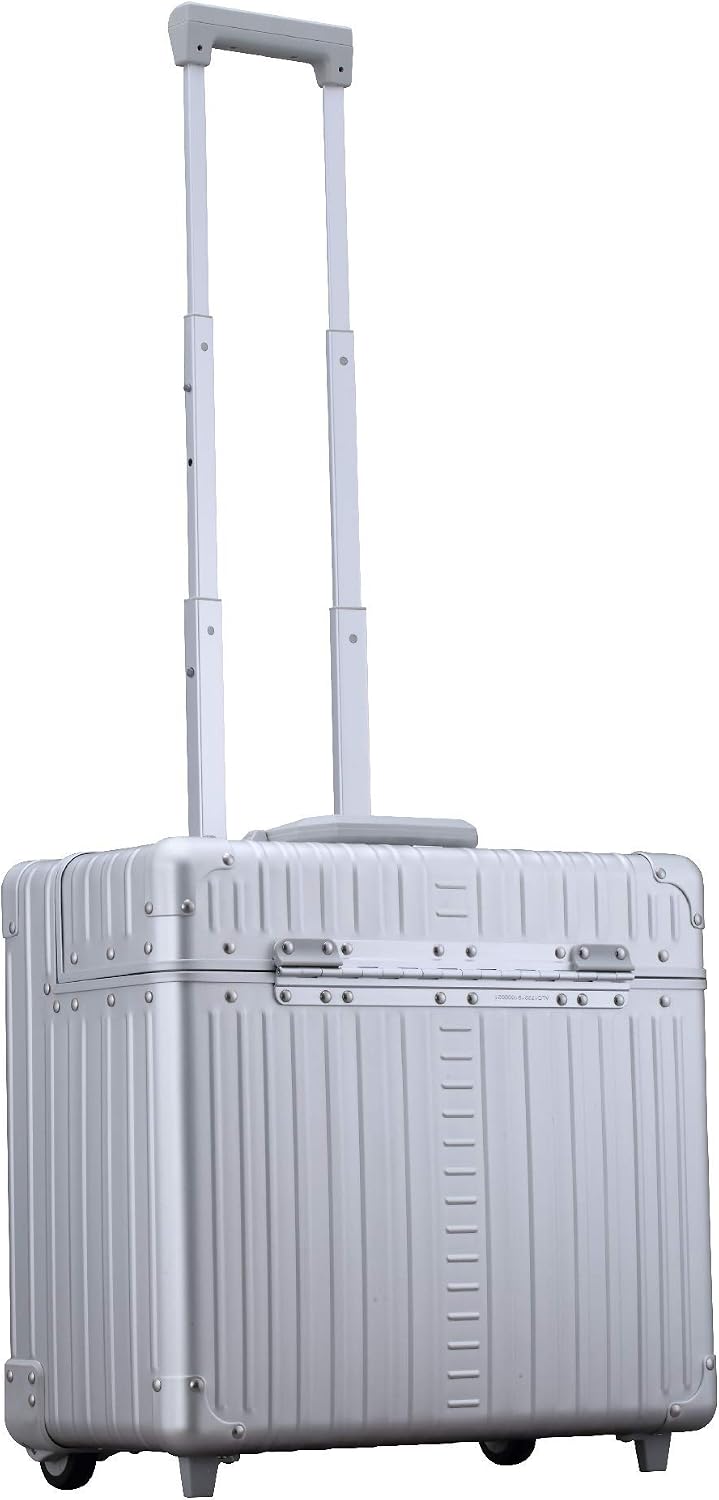 All Aluminum Lightweight 17' Premium Two Wheels Pilot Business Laptop Travel Luggage, Catalog Case with Laptop Sleeve and Built-In Removable Dividers, Rolling Laptop Bag for Men and Women (Platinum)