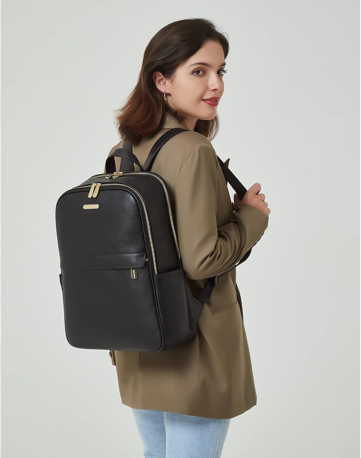 BOSTANTEN Genuine Leather 15.6 inch Laptop Backpack Purse for Women College Casual Backpack Travel Bag