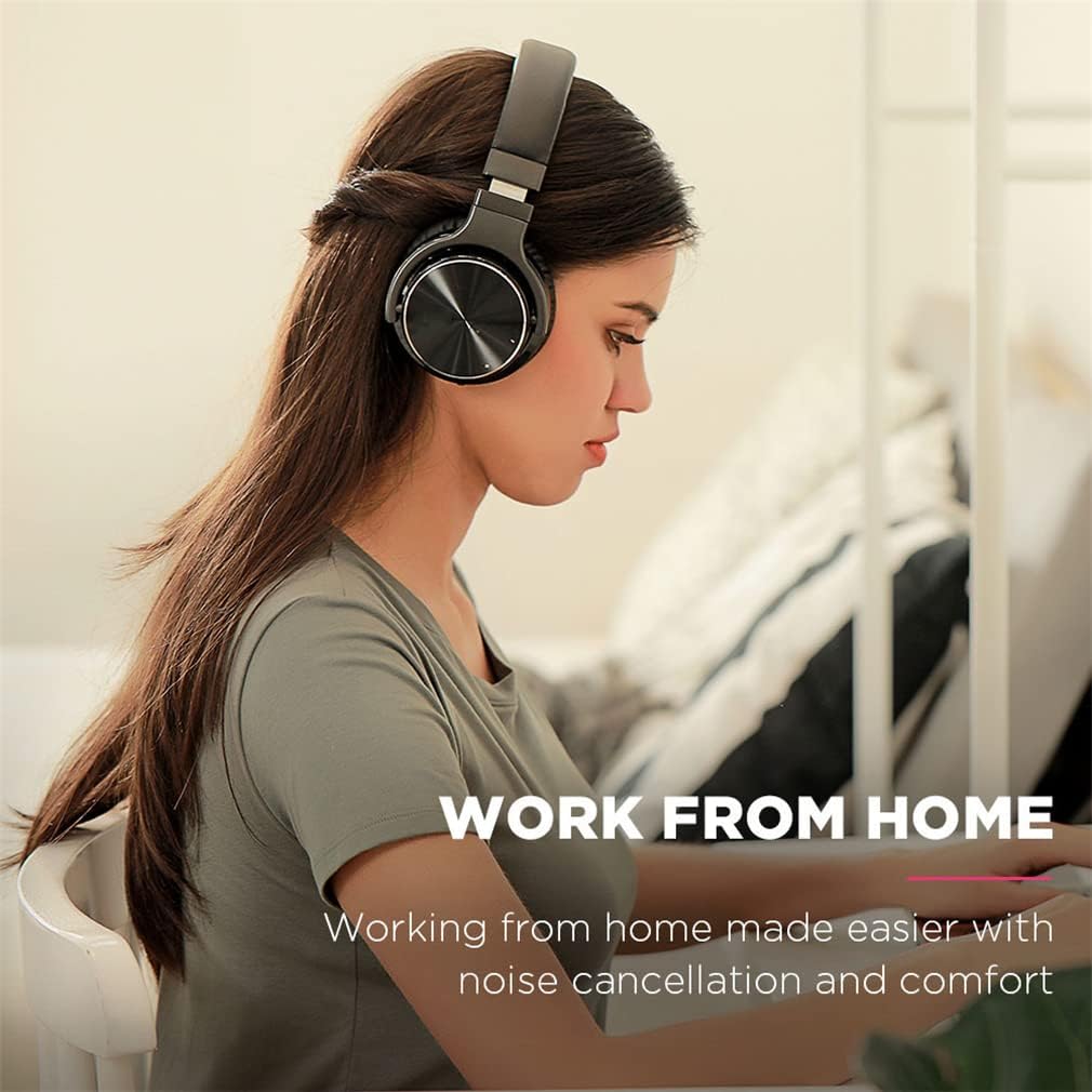 ANC Active Noise Cancelling Wireless Bluetooth Over-Ear Headphones with Mic Hi-Fi Stereo Deep Bass Foldable On-Ear Headsets, 30H Playtime, for Sports/TV/Work,Silver