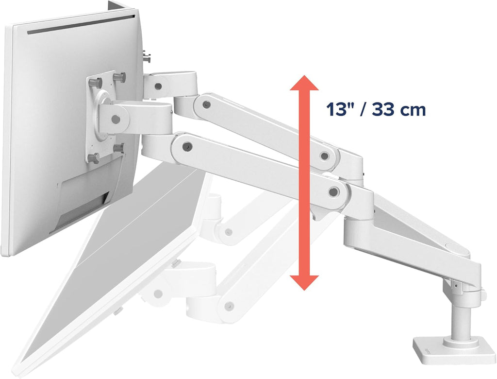 Ergotron – Upgraded LX Pro Premium Dual Monitor Arm, VESA Desk Mount – for 2 Monitors Up to 27 Inches, 4 to 20 lbs Each – White