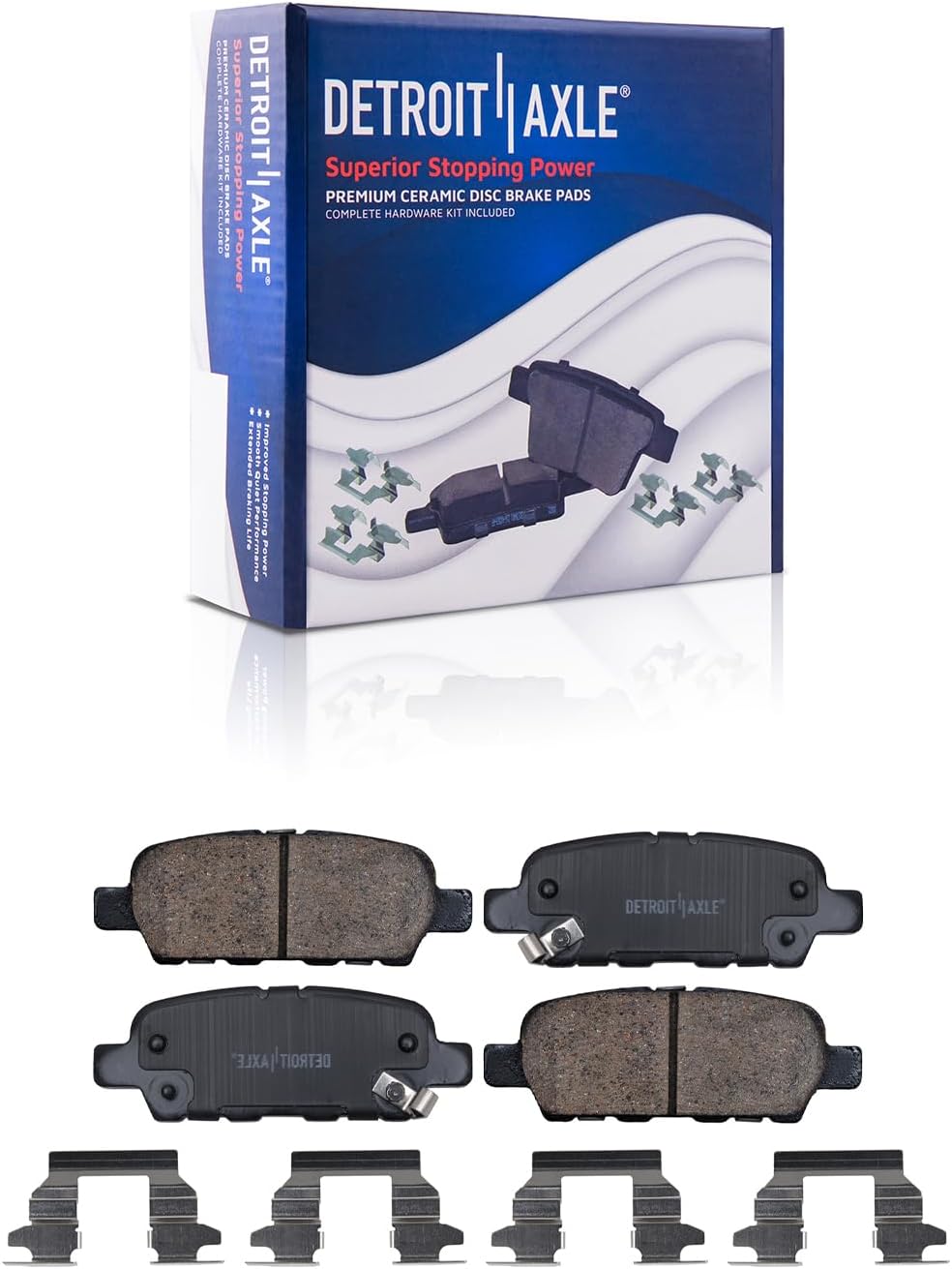 Detroit Axle - Brake Kit for 2014-2024 Infiniti Q50, 2017-2022 Q60, Drilled Slotted Disc Brake Rotors Ceramic Brakes Pads with Hardware Replacement: 12.60' inch Front and 12.13' inch Rear Rotor