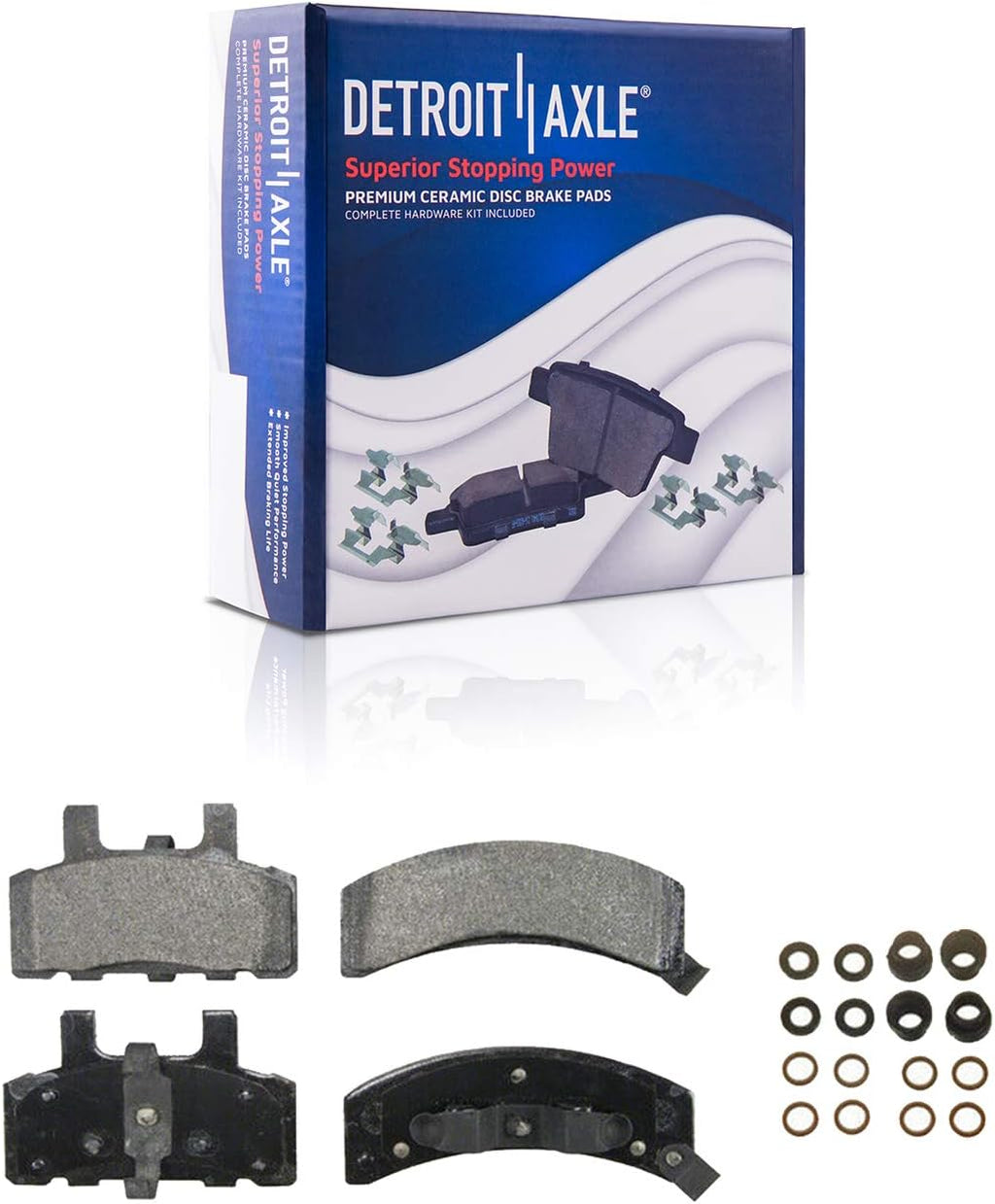 Detroit Axle - Front Brake Kit for Chevrolet K1500 K2500 GMC K1500 K2500 Pickup Tahoe, Disc Brake Rotors Ceramic Brake Pads Driver Side Brake Caliper Replacement
