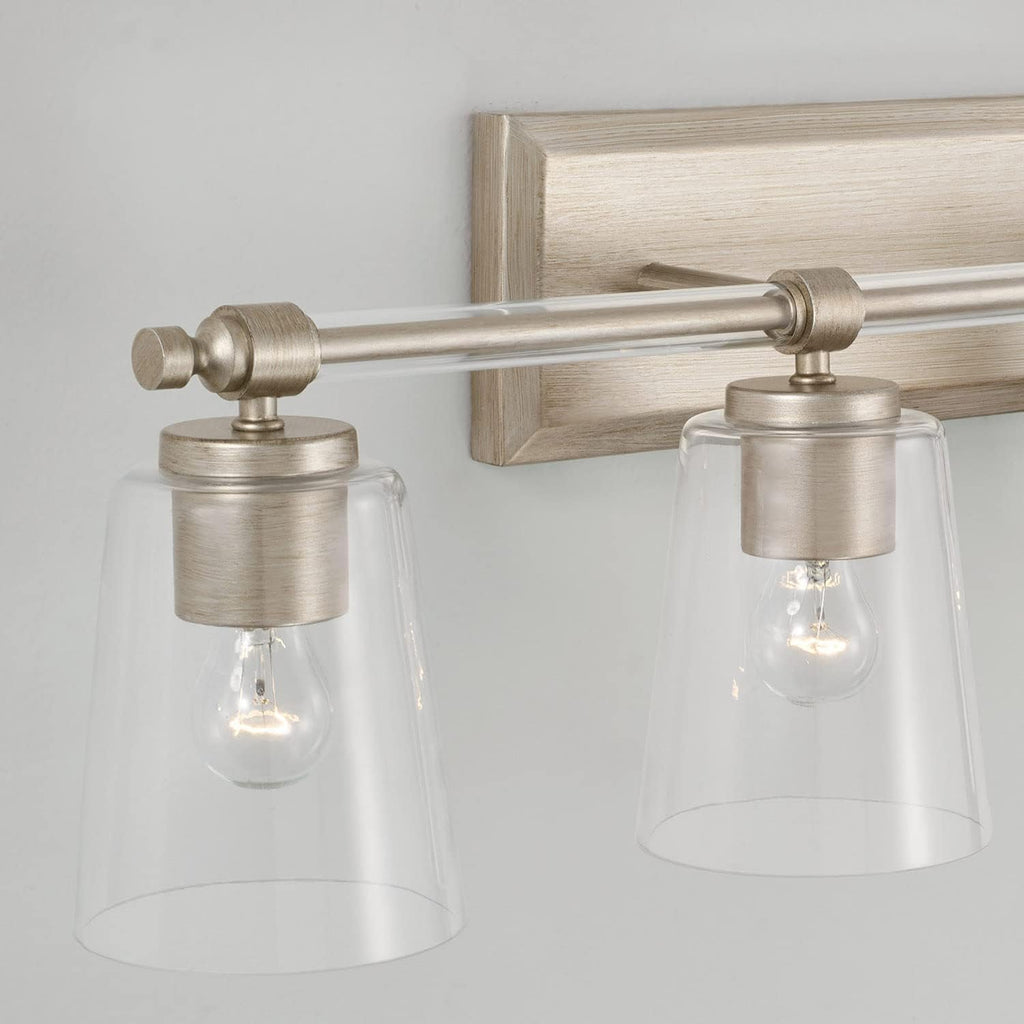 Capital Lighting 144841BS-523 Breigh Modern Clear Glass Cylinder Vanity Lights for Bathroom, 4-Light 400 Total Watts, 10' H x 32' W, Brushed Champagne