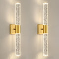 Brushed Gold LED Wall Sconces Set of 2 with LED Warm Light Interior Glam Crystal Wall Light, Hardwired
