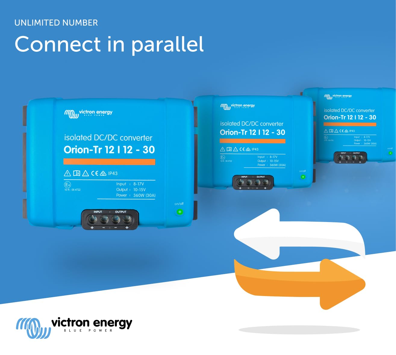 Victron Energy Orion-Tr DC to DC Converter - 12/12-Volt 30 amp 360-Watt - IP43 Protected - for Dual Battery Systems - Isolated