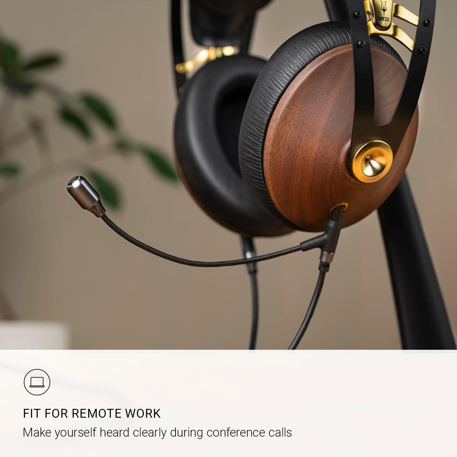 MEZE AUDIO | 99 Classics Walnut Gold | Wooden Closed-Back Headphones for Audiophiles | Gaming | Podcasts | Home Office | Wired Over-Ear Headphones with Mic and Self Adjustable Headband (Renewed)
