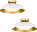 kudos LED Flush Mount Ceiling Light, 2 Pack 16 Inch Ceiling Lights, 24W 2400Lm White and Gold Flush Mount Light Fixtures for Kitchen, Hallway, Bathroom, 5CCT Adjustable, KDCL02-WT-2PK