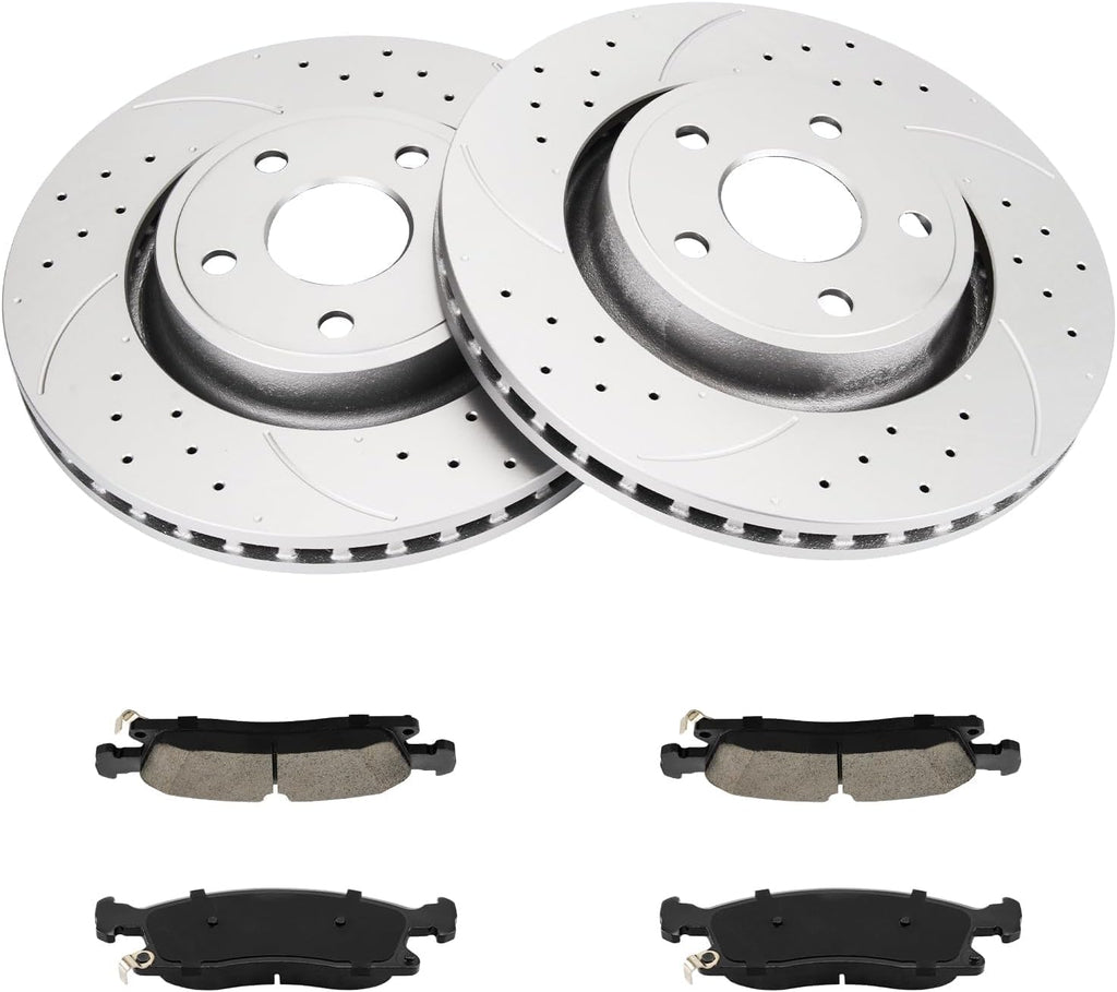KAX Front Brake Kit for Jeep Grand Cherokee 2011-2018, Dodge Durango 2011-2013 2015-2020, 13.78inch Brake Rotors Pads Kit, #53064+D1455 Front Brakes