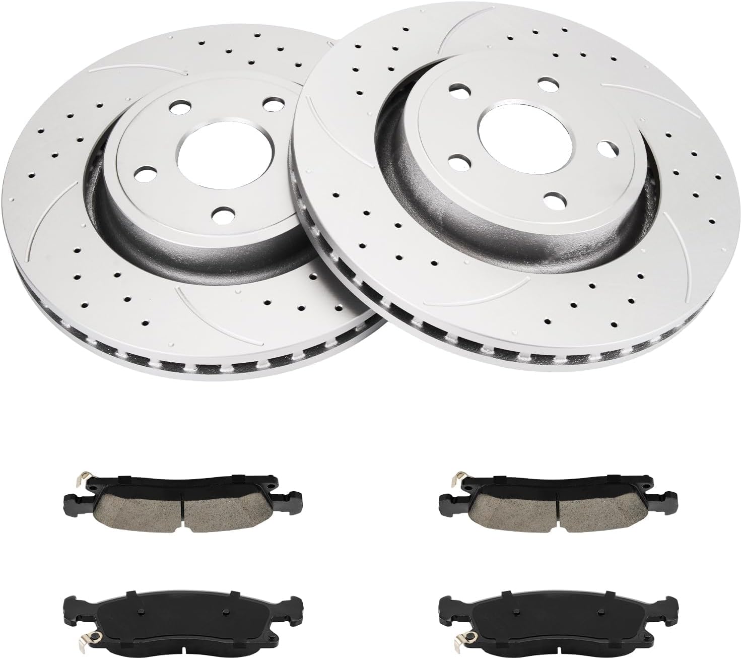 KAX Front Brake Kit for Jeep Grand Cherokee 2011-2018, Dodge Durango 2011-2013 2015-2020, 13.78inch Brake Rotors Pads Kit, #53064+D1455 Front Brakes