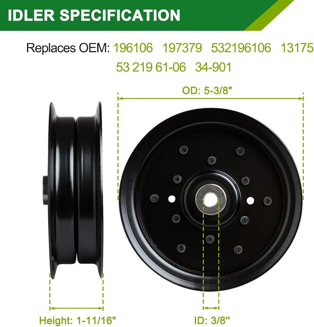 48 Inch Mower Deck Rebuild Kit - Fits Hu sqvarna YTH2348 YTH23V48 YTH1848XPT YTH22K48 YTH23K48 Poulan PB22H48, 3 Spindles(187292)+3 Blades(173921)+3 Idlers(177968,196104,196106)+1 Belt(197242)