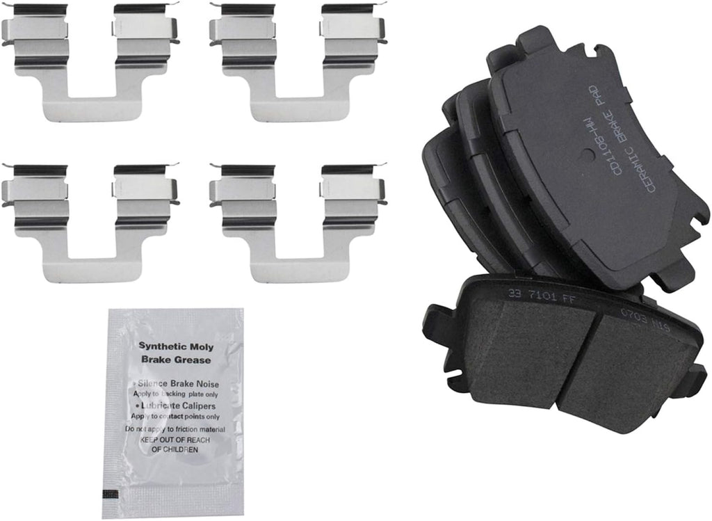 TRQ Performance Rear Brake Pad and Rotor Set Ceramic Solid G Coated Rotors Calipers Compatible with 2010 Volkswagen Golf 2005-2010 Jetta 2006-2009 Rabbit
