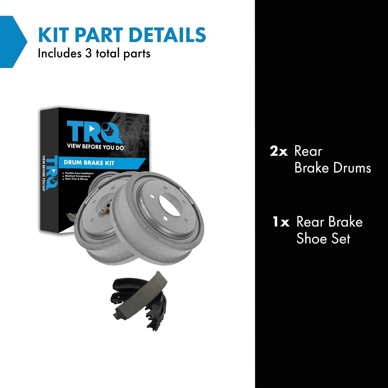 TRQ Rear Brake Drum Shoe Set Compatible with 1997-2000 Ford F-150