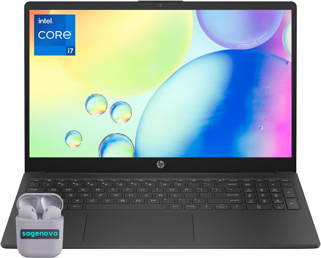 HP Laptop, 15.6' Business Laptop Computer, Windows 11 Laptop, Intel Core i7-1355U Processor, 32GB RAM 1TB SSD, Numeric Keypad, Camera Privacy Shutter, SageNova Earphones, Jet Black