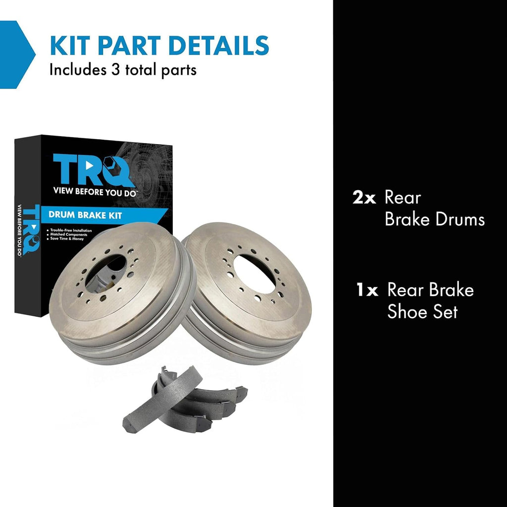TRQ Rear Brake Shoe & Drum Kit Compatible with 2002 Toyota 4Runner 2003-2004 Tacoma Tundra