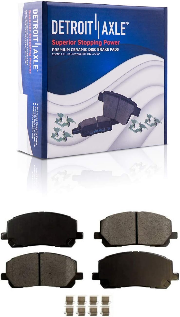 Detroit Axle - 8pc Front Brake Kit for 2001-2007 Toyota Highlander, Disc Brake Rotors Ceramic Brakes Pads and Calipers 2002 2003 2004 2005 2006 Replacement : 11.65' inch Rotor