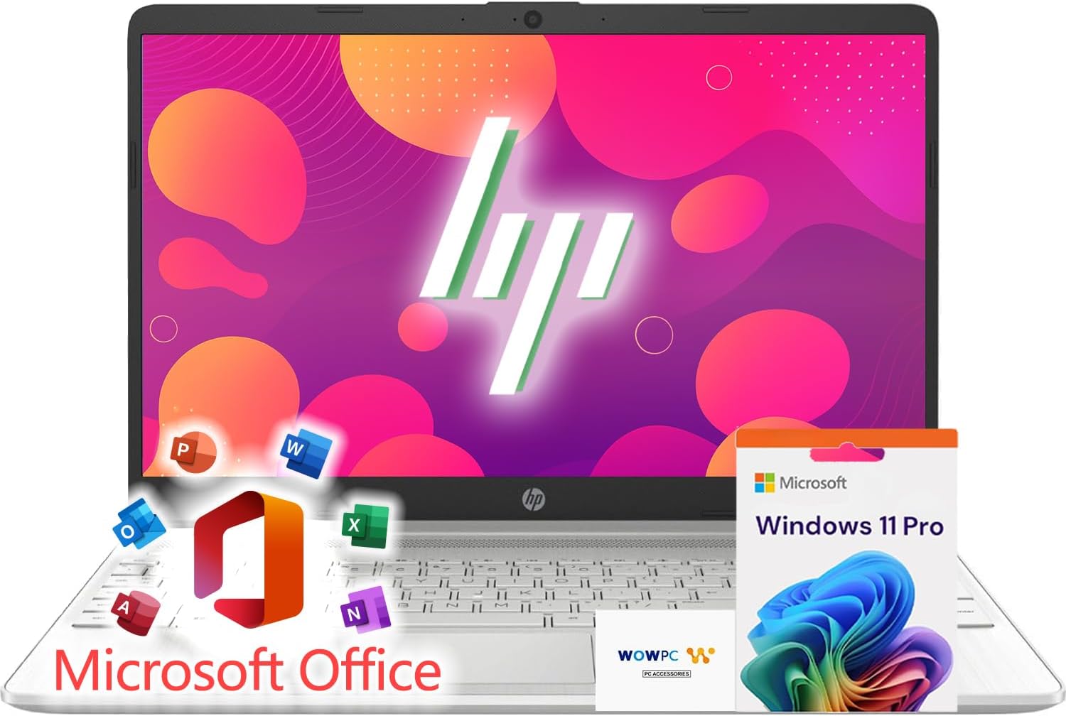 HP 15 Laptop for School, Work & Home • 15.6' FHD 1080p IPS Display • Powerful Intel Processor • 8GB RAM • 256GB SSD • Microsoft Office • Copilot AI • Windows 11 Pro • SD Card Reader • HDMI