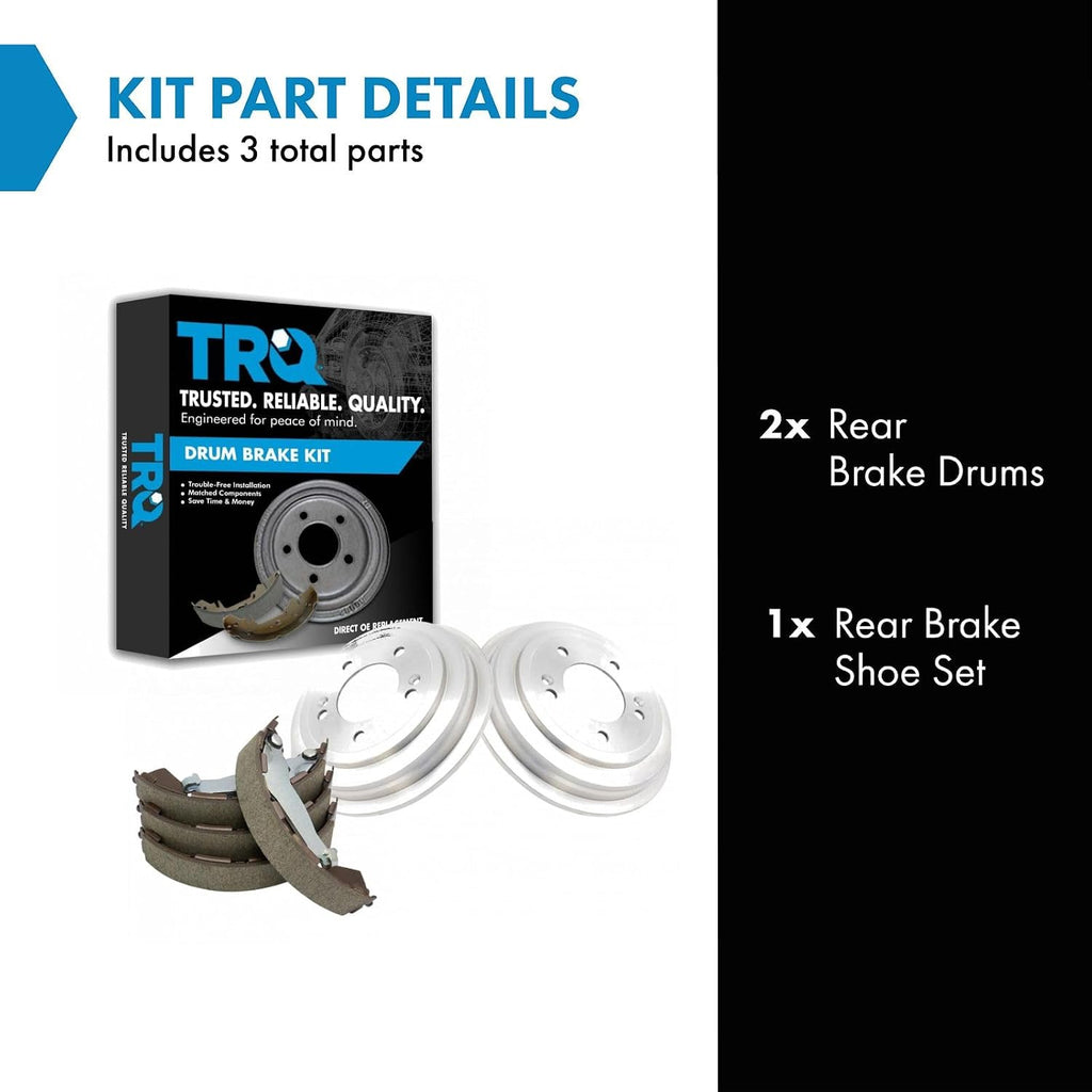 TRQ Rear Brake Shoe & Drum Kit Compatible with Hyundai Elantra Venue