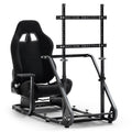 Marada Racing Cockpit Frame with TV Stand,Gear Mount & Black Seat Fit for Logitech G923 G920, for Thrustmaster T500 T3PA TGT, for Fantec, Height Adjustable,Wheel and Pedals Not Included