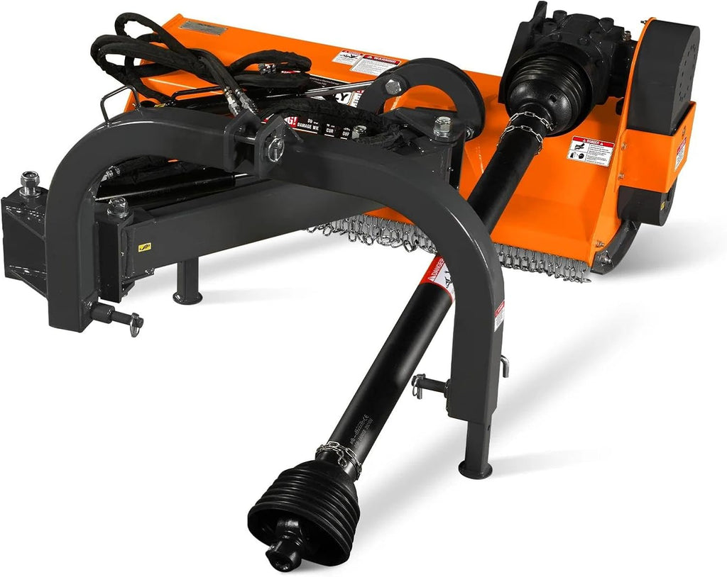 MechMaxx 48' Inch PTO Drive 3 Point Hitch Offset Flail Ditch Bank Mower for 25-50HP CAT 1 Tractor, 69'' Offset Distance,60°/90° Rotation Angle, 20 Hammers, Model VAM48