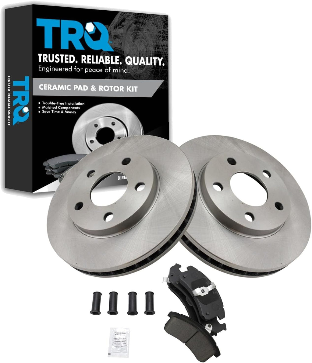 TRQ Front Brake Pad and Rotor Set Ceramic Compatible with 1994-1997 Chevrolet Camaro Buick LeSabre Pontiac Firebird Pontiac Bonneville 1994-1996 Buick Park Avenue