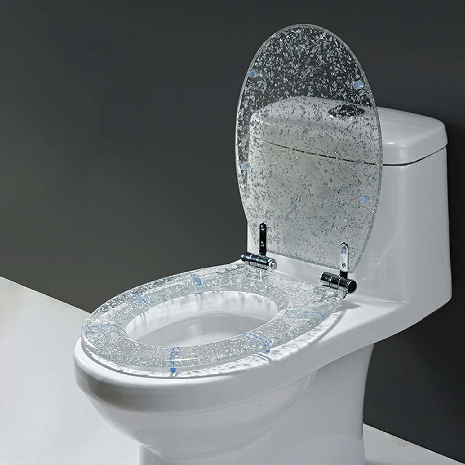 Resin Toilet Seat, Toilet Seats For Standard Toilets, With Slow Close Stainless Steel Hinges, Top Fixing Toilet Seat/Silver,Silver,Silver