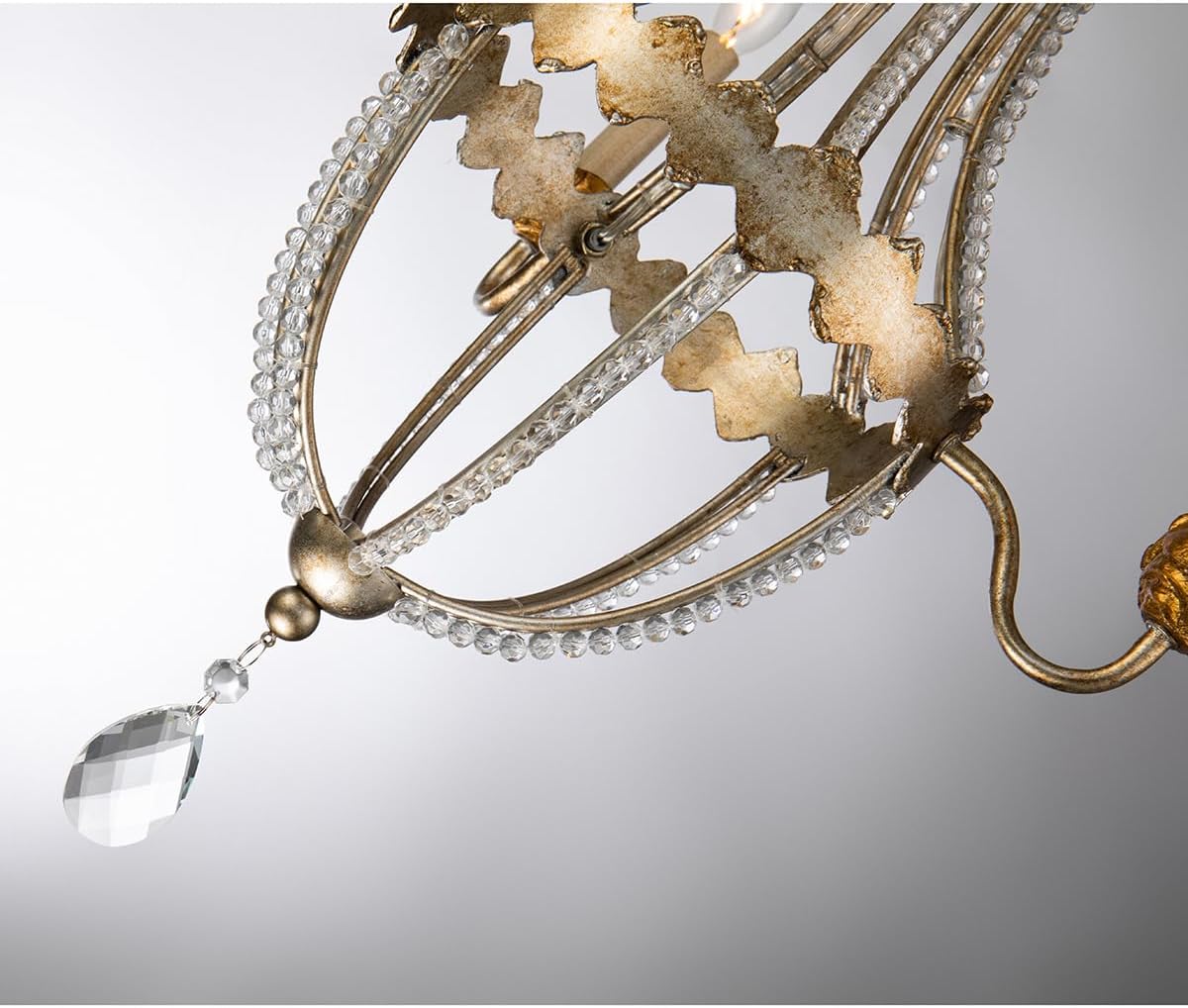 3-light Empire Metal Mini Chandelier in Distressed Silver and Gold