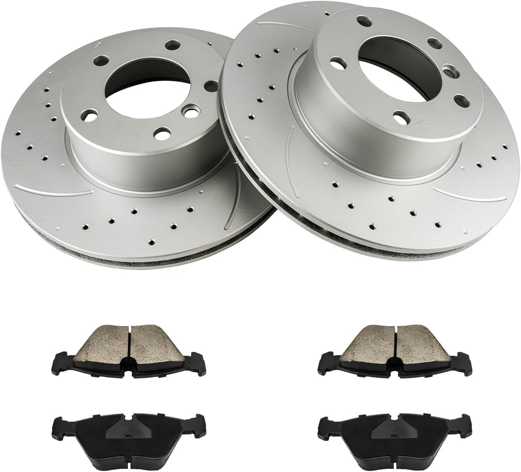 KAX Front Brake Kit for BMW 528i 1997-2000, 525i 2001-2003, 11.65inch Brake Rotors Pads Kit, #34161+D725 Front Brakes