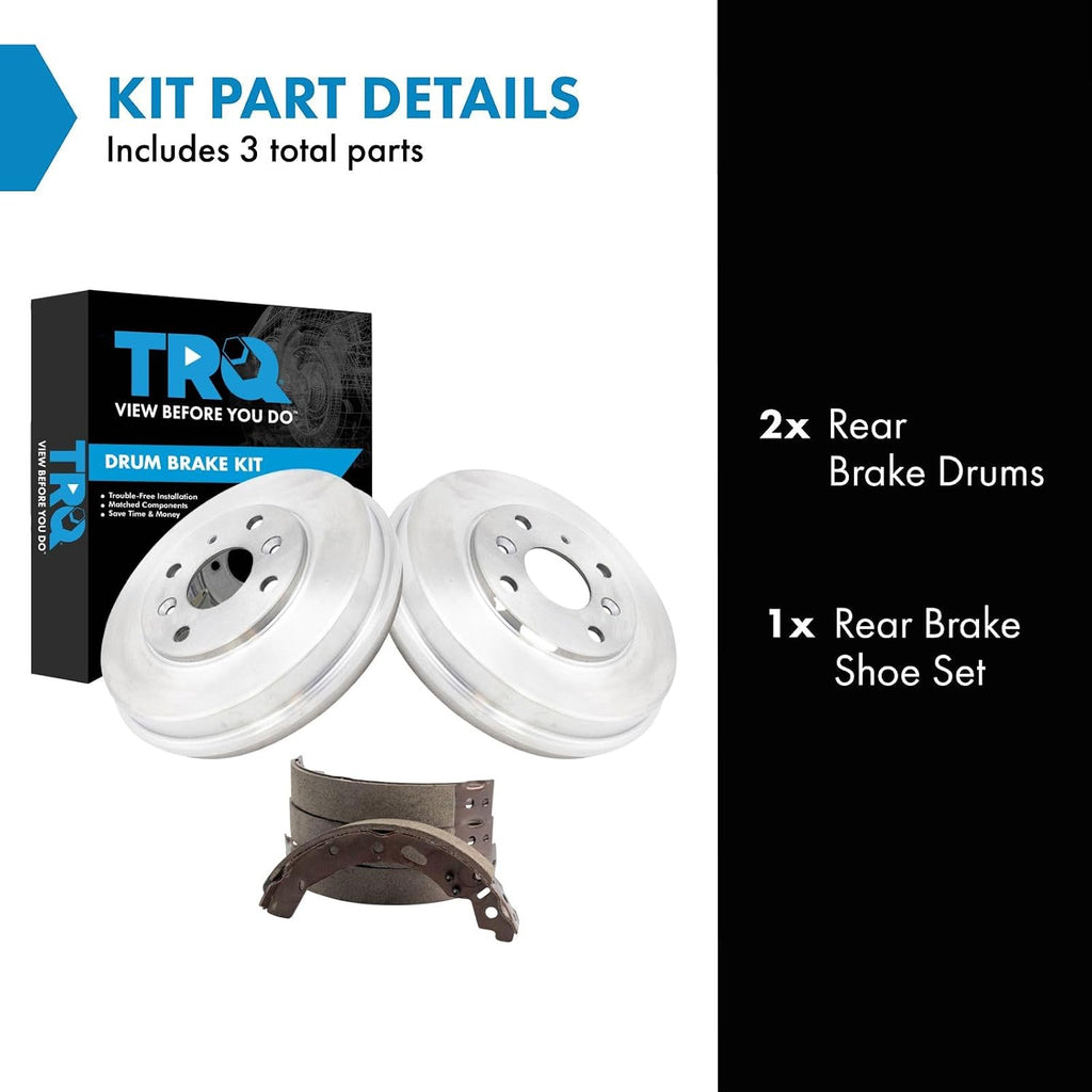 TRQ Rear Brake Shoe & Drum Kit Compatible with 2016 Scion iA 2019-2020 Toyota Yaris