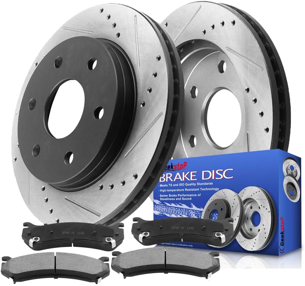 12.01' Front Disc Brake Rotors and Ceramic Brake Pads for 1999-2006 Chevy Silverado 1500, 2000-2006 Tahoe/Suburban 1500/Cadillac Escalade/GMC Sierra 1500, 2000-2006 Yukon XL/Yukon XL 1500