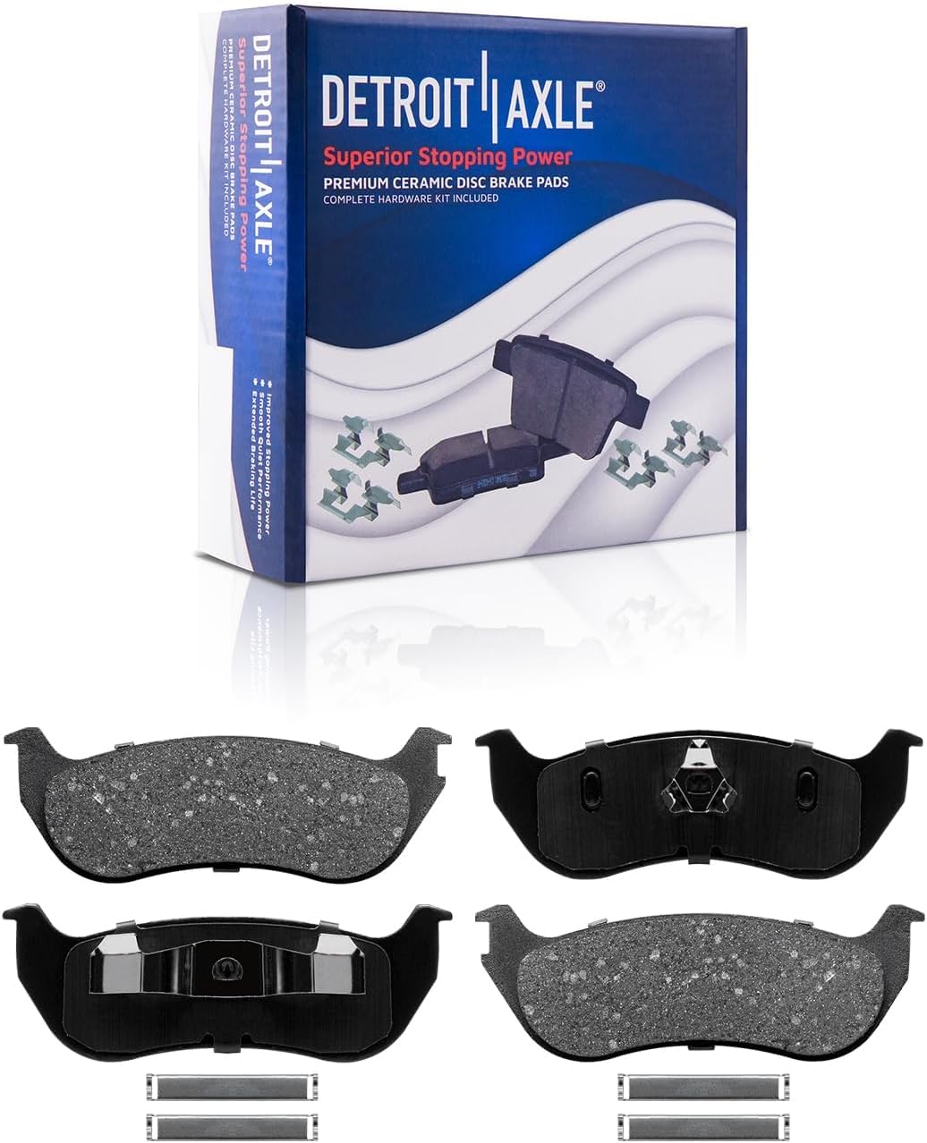 Detroit Axle - Brake Kit for 2002-2005 Ford Explorer Mercury Mountaineer Front and Rear Brake Rotors and Ceramic Brakes Pads 2003 2004 Front Wheel Bearing Hubs Replacement
