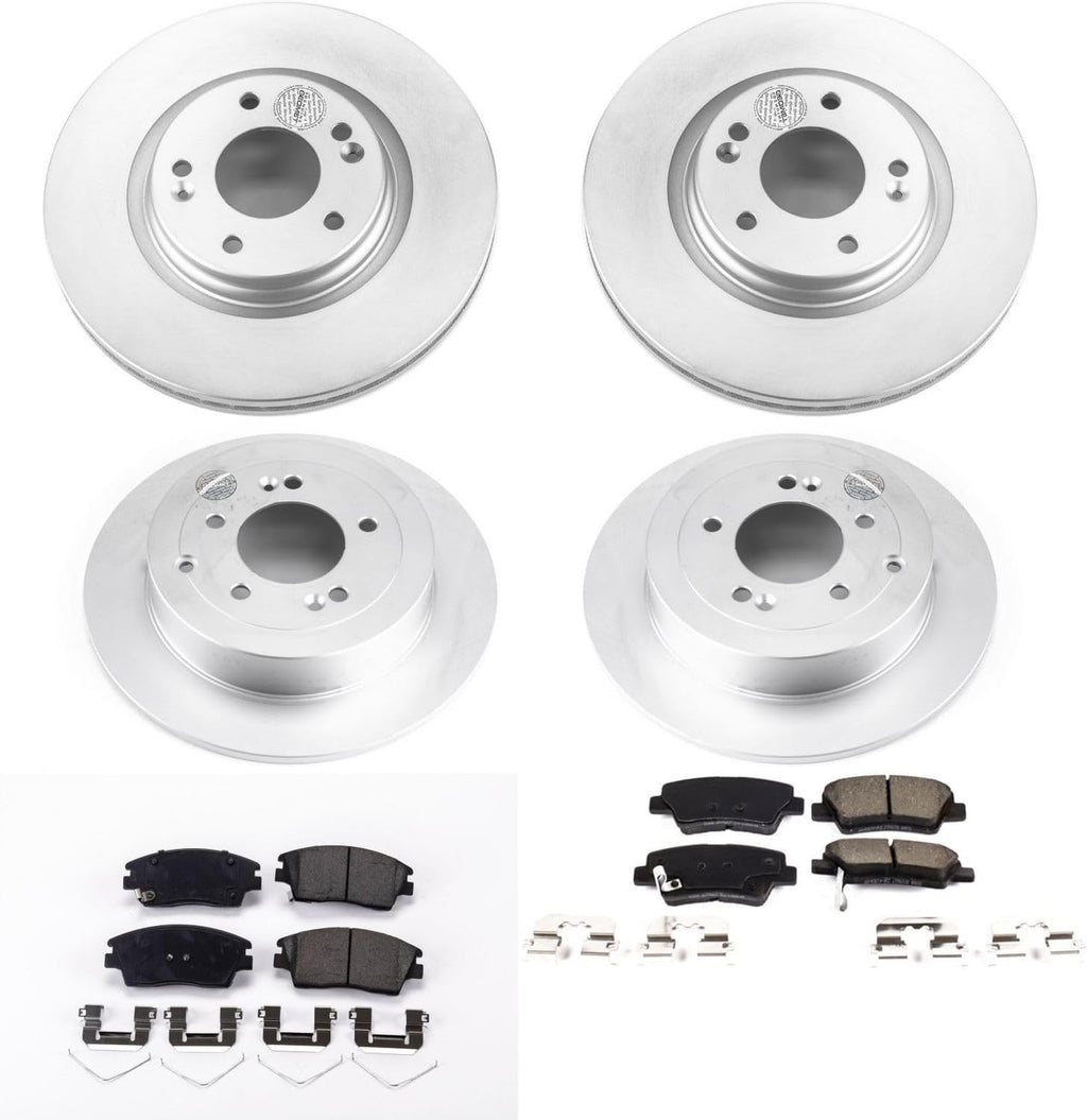 PowerStop Front and Rear Brake Kit for Hyundai Tucson 2016-18 | Kia Sportage 2017-22 - Fully-Coated Disc Rotors with Z17 Ceramic Brake Pads Replacement, CRK7581