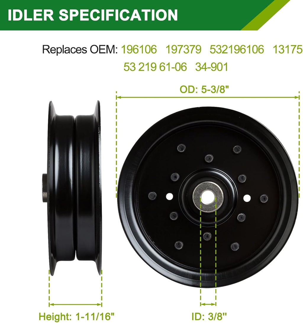 46 Inch Mower Deck Rebuild Kit - Fits Hu sqvarna Y2246LS Pou lan PP19H46 PP20VA46 with 46' Deck, 2 Spindles(532187292)+2 Blades(21546611/405380)+2 Idlers(196106)+1 Idler(177968)+1 Belt(405143)