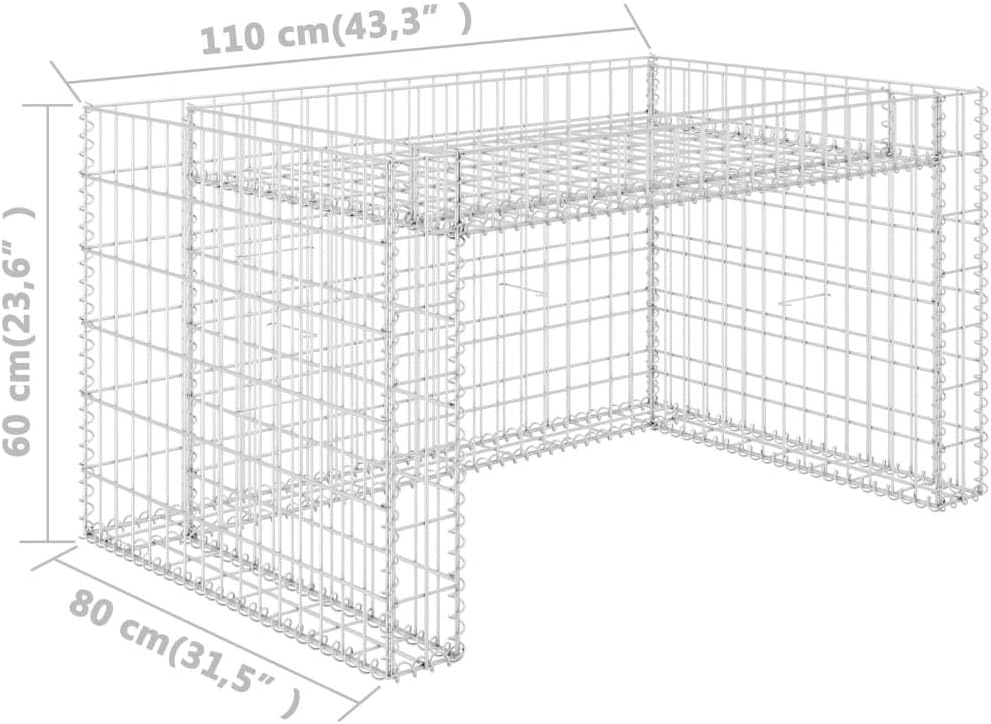Lawn Mower Garage - Heavy Duty Steel Wire Weatherproof Outdoor Shed with Raised Bed Planter Protective Cover for Garden Tools Silver 43.3 x 31.5 x 23.6 Inch