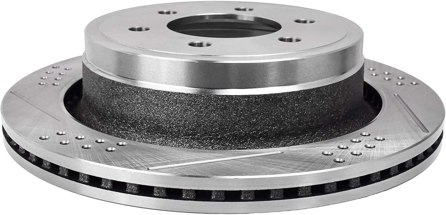 Front+Rear Drilled Slotted Brake Rotors & Ceramic Pads replacement for 2001-2006 Chevy Silverado 1500 Tahoe Suburban GMC Sierra Yukon XL 1500 Cadillac Escalade