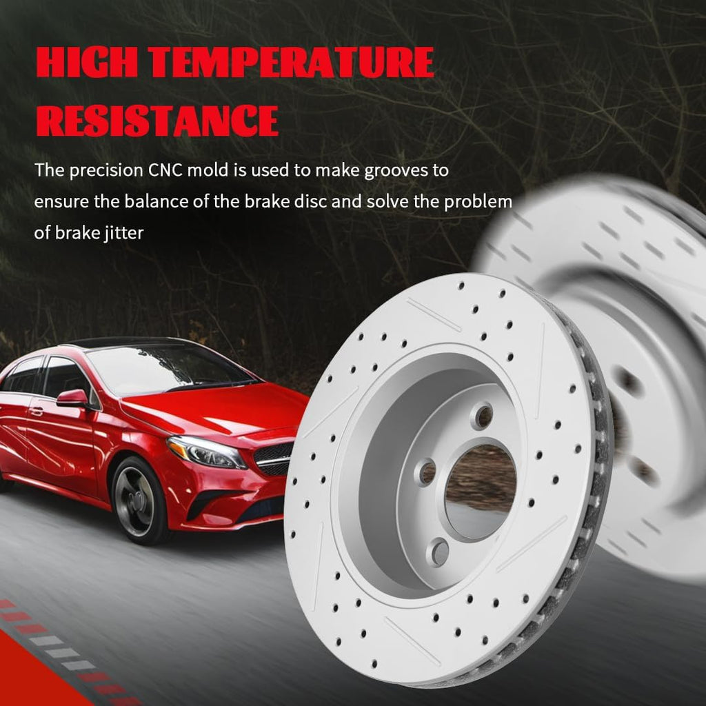 Front Rear Brake Disc Rotors & Ceramic Brake Pads Kit Fit for Chevy Silverado 1500, GMC Sierra 1500 1999-2006, Tahoe, Yukon 2000-2001, Astro, Safari 2003-2005