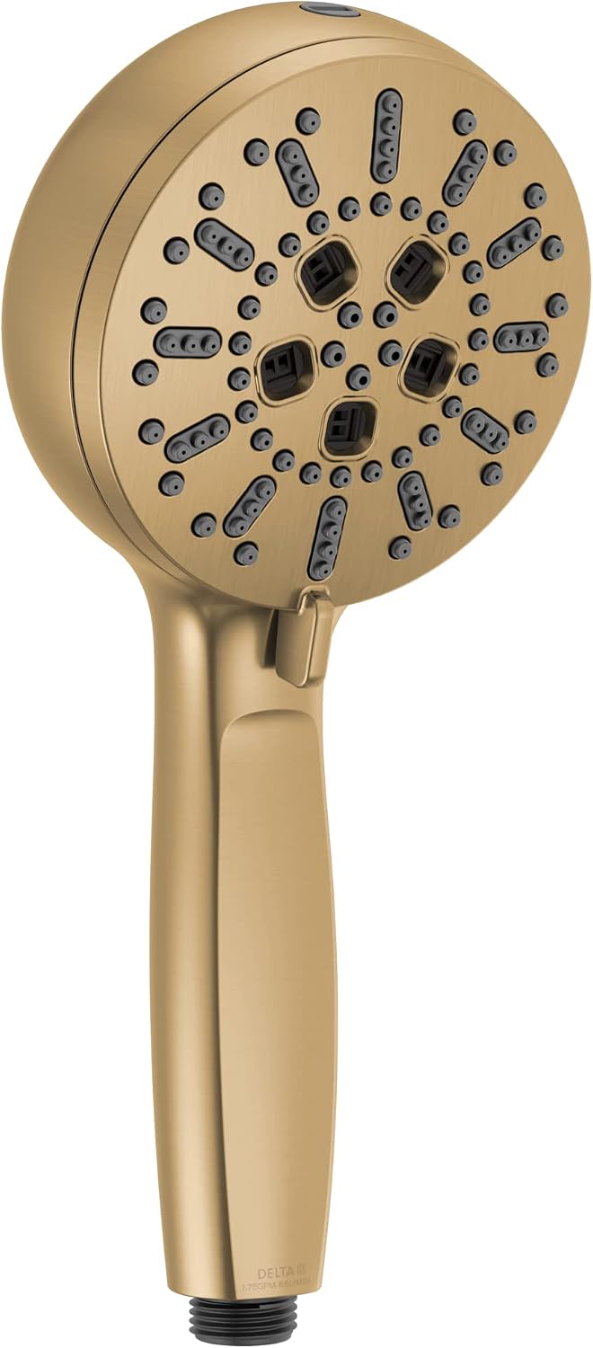Delta 7-Setting Brushed Gold Wall-Mount Handheld Shower Head with ProClean Spray, Hand Held Shower Head with High Pressure Spray, Lumicoat Chrampagne Bronze 59584-CZ-PR-PK