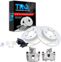 TRQ Performance Rear Brake Pad and Rotor Set Ceramic Solid Coated Rotors Calipers Compatible with 2009-2013 Mazda 3