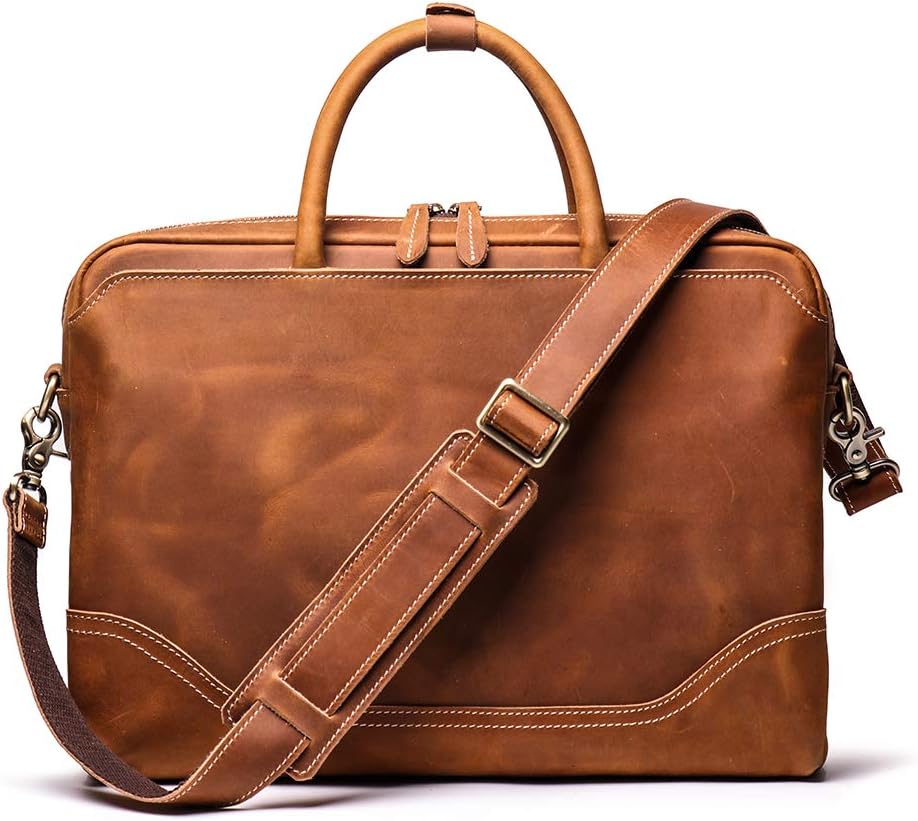 Mullis Mercantile Leather Briefcase/Computer Bag, Messenger Bag, Laptop Bag, Shoulder Bag, Satchel, a timeless, vintage, classic that protects your essentials. Crafted from full-grain leather.