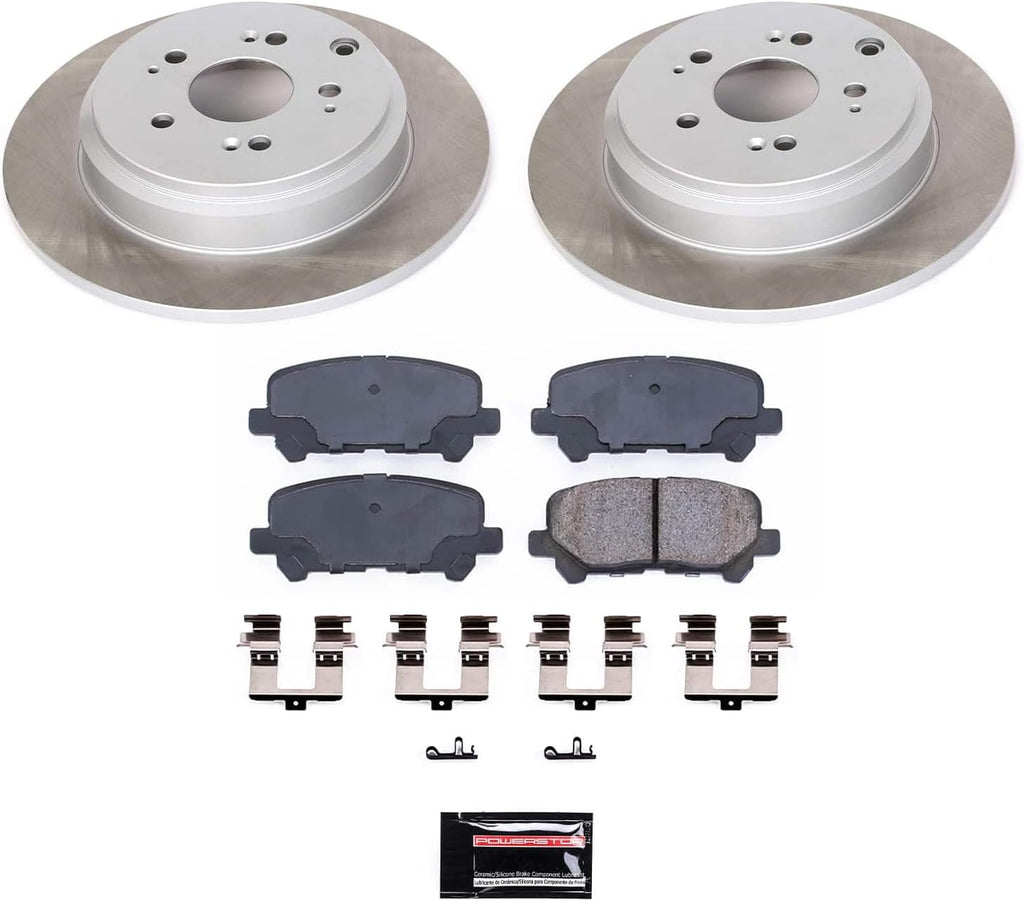 PowerStop Rear Brake Kit for Acura MDX 2007-13 |ZDX 2010-13 |Honda Odyssey 2011-17 |Pilot 2009-11 - Ceramic Brake Pads + Semi Coated Rotors Replacement, SC4685