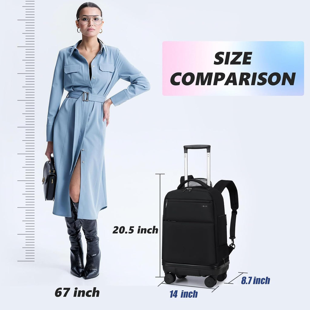 Rolling Backpack with Removable Wheels,18 inch Laptop Backpack with Wear-Resistant Chassis Carry on Travel Backpack Water Resistant Wheeled Backpacks for Women Men