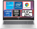 HP Chromebook Plus 15.6 Inch 15a-nb0003ca FHD Laptop 144Hz IPS Intel Core i3-N305 8GB LPDDR5 RAM 128GB UFS Intel UHD Graphics microSD Card Reader USB Type C Ports, Chrome OS, Natural Silver (Renewed)