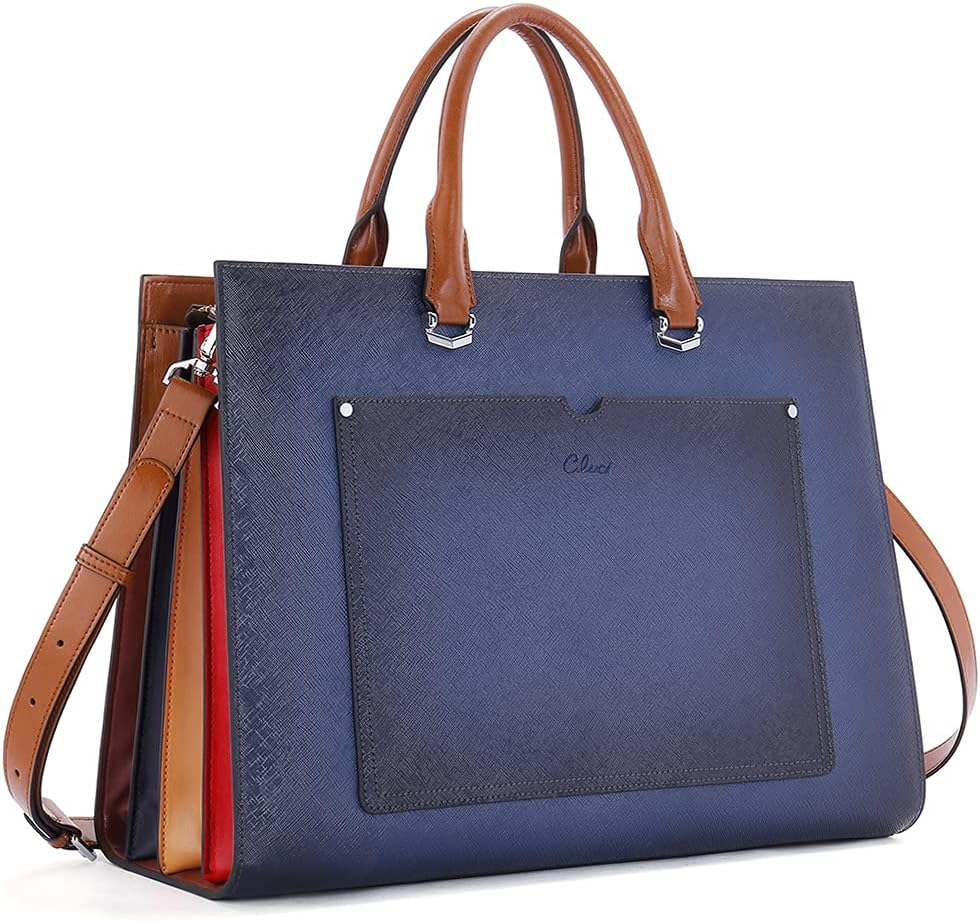 CLUCI Leather Briefcase for Women Laptop 15.6 Inch Professional Business Work Ladies Computer Handbag Shoulder Bag