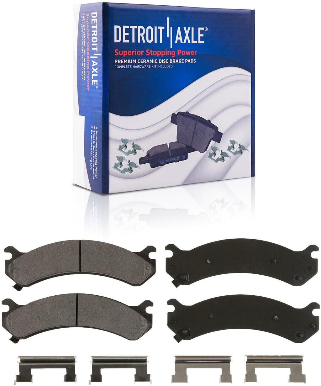 Detroit Axle - Front Brake Kit for Chevy GMC Silverado Sierra 1500 2500 3500 HD Avalanche Suburban Yukon XL 2500 Express Savana 2500 3500 Hummer H2 Cadillac DTS DeVille, Brake Rotors Pads Lug Nuts