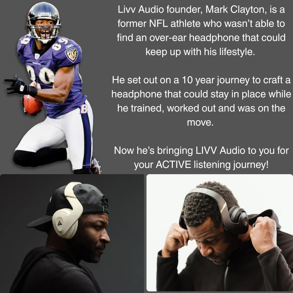 LIVV PRO Sports Headphones Designed for Gym, Workout, Running - Comfortable, Ergonomic, Over Ear, Active Noise Cancelling, 5 Microphones, Wireless, 50 Hours Battery Life, Bluetooth 5.3, Matte Black