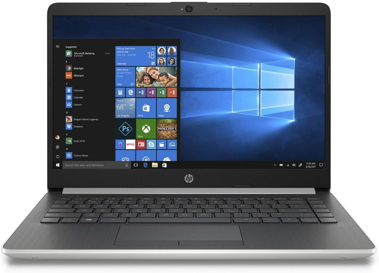 HP 14-DK000 Laptop, 14' 1366 x 768 Touchscreen, AMD Ryzen 3 3200U 2-Core, 64GB DDR4, 4TB SSD, Windows 10 Home, Wi-Fi 5, Bluetooth 4.2, 720p HD Camera, Natural Silver