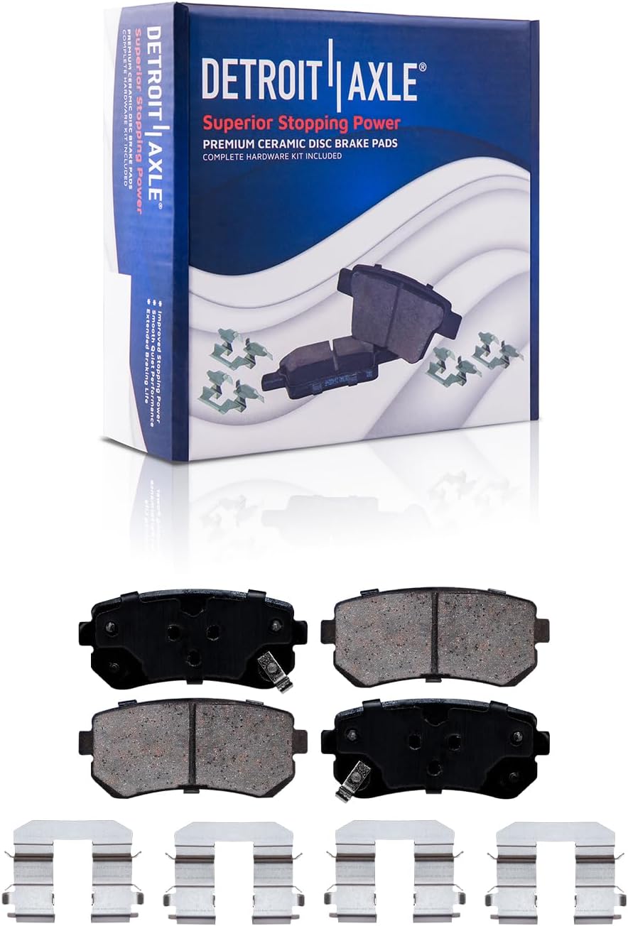 Detroit Axle - FWD Brake Kit for 2010 2011 Hyundai Tucson 2011 Kia Sportage Drilled & Slotted Brake Rotors Ceramic Brakes Pads Front and Rear Replacement