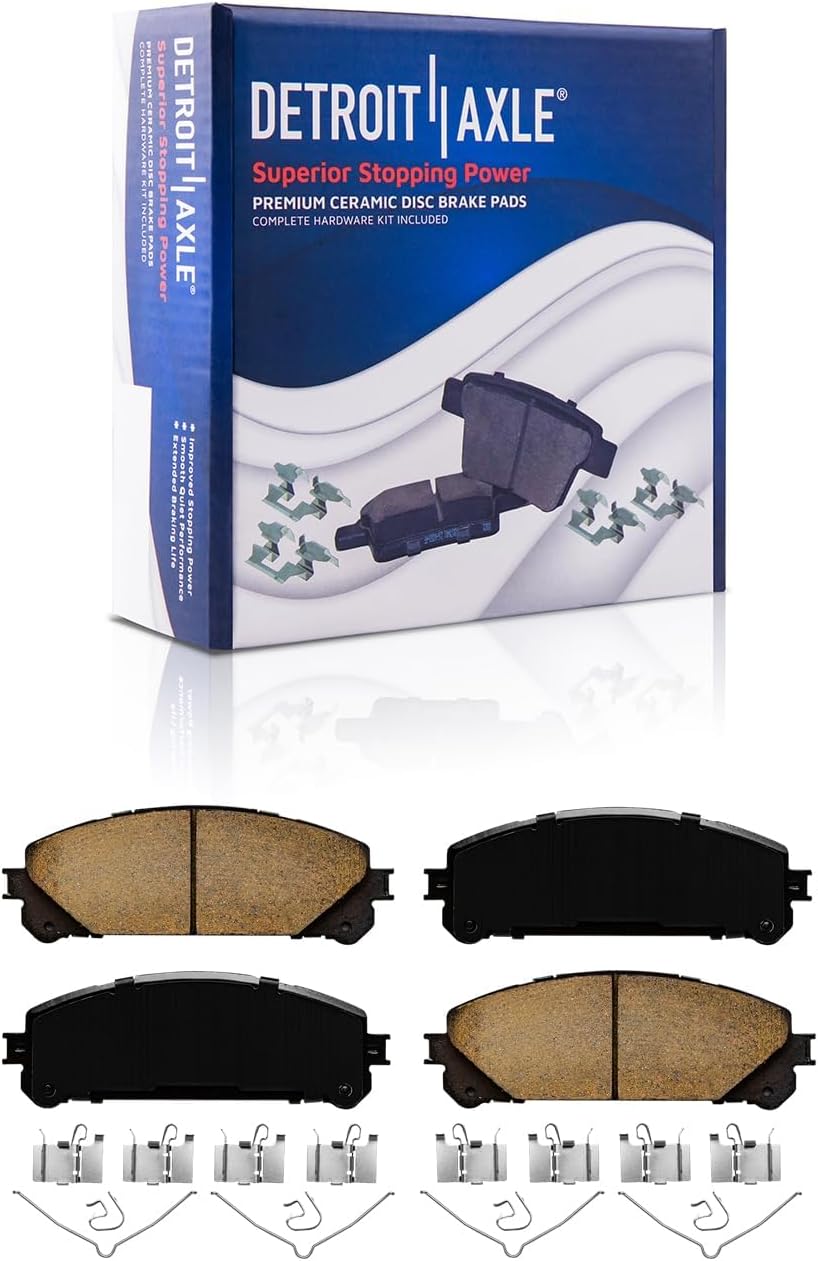 Detroit Axle - Brake Kit for 2015-2021 Lexus NX200t NX300h NX300, Drilled Slotted Brake Rotors Ceramic Brakes Pads 2016 2017 2018 2019 2020 Replacement : 12.91' inch Front and 11.06' inch Rear Rotors